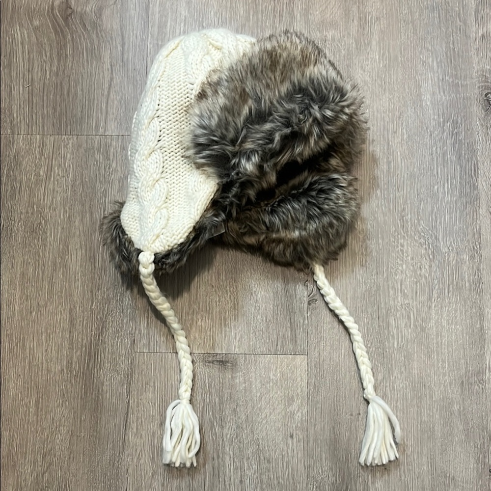 Cozy Cream and Gray Winter Hat